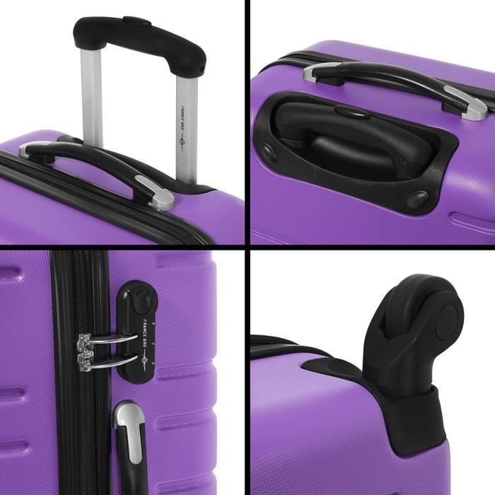 FRANCE BAG Set de 3 Valises Rigide ABS 4 Roues 55-65-70cm Violet - Photo n°4
