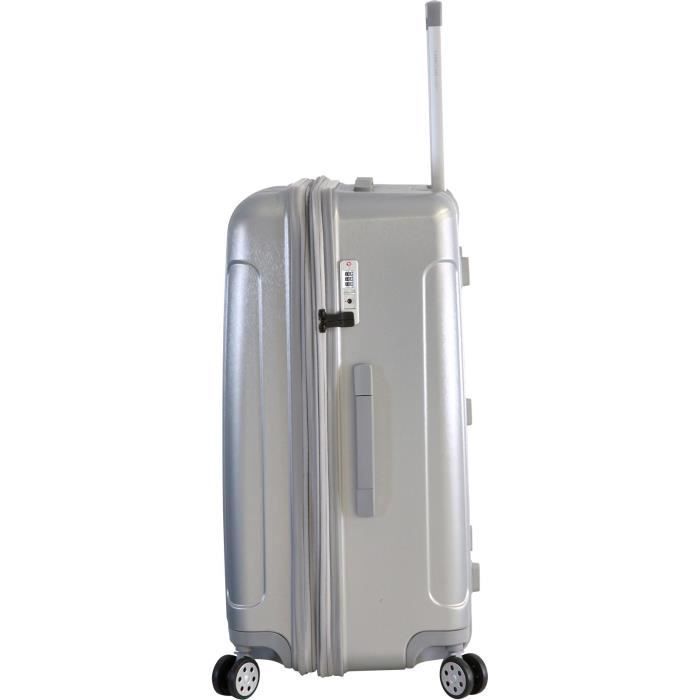 FRANCE BAG Valise 8 Roues Extensible Cadenas TSA Polycarbonate/ABS Argent - Photo n°2