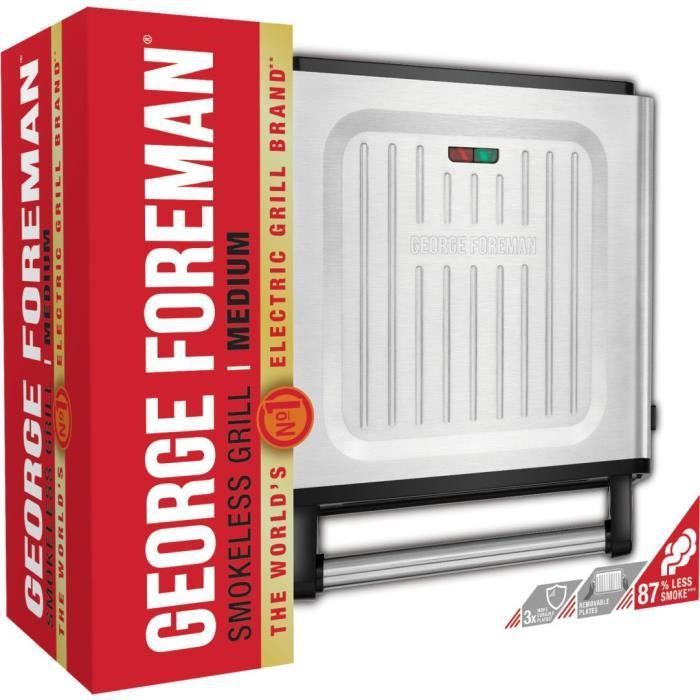 George Foreman 28000-56 - Grill Sans Fumée - 1500W - Boîtier en Acier Inoxydable - Revetement Antiadhésif - Photo n°4