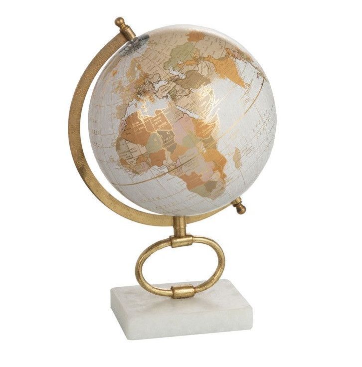 Globe marbre blanc et pied métal doré Narsh D 22 cm - Photo n°1