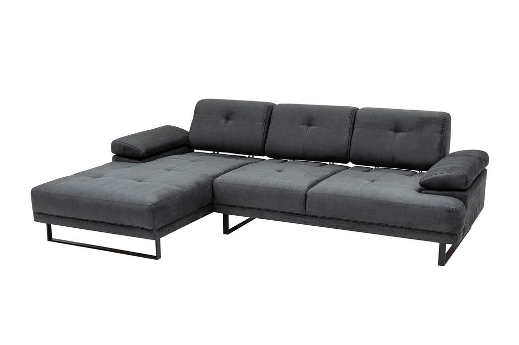 Grand canapé d'angle gauche moderne tissu doux anthracite pieds métal noir Kustone 314 cm 314 cm - Photo n°8