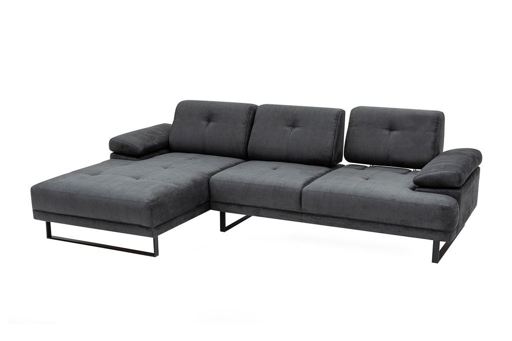 Grand canapé d'angle gauche moderne tissu doux anthracite pieds métal noir Kustone 314 cm 314 cm - Photo n°9