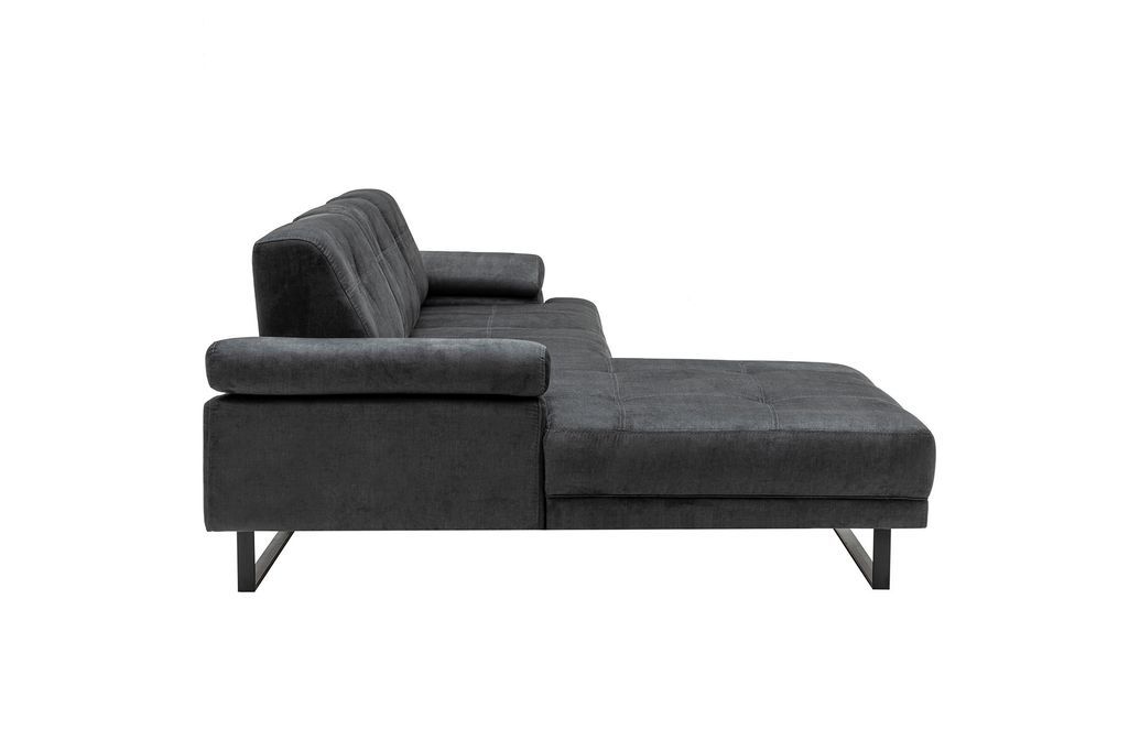 Grand canapé d'angle gauche moderne tissu doux anthracite pieds métal noir Kustone 314 cm 314 cm - Photo n°10
