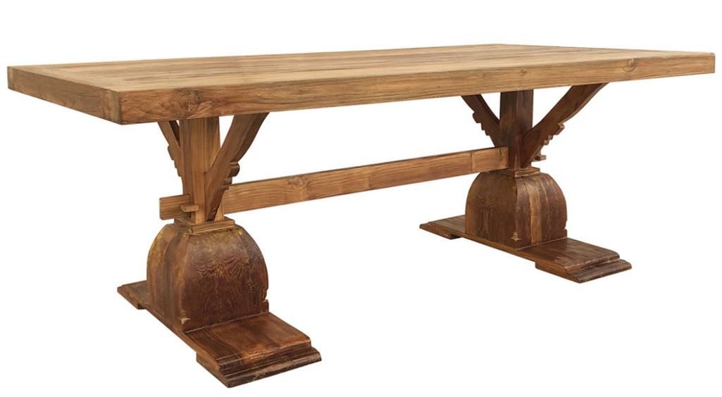 Grande table à manger en bois massif naturel vernis mat Kylio 250 cm - Photo n°1