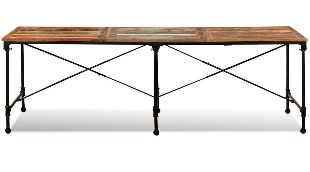 Grande table industrielle rectangulaire bois massif recomposé Vintale 240 cm - Photo n°2