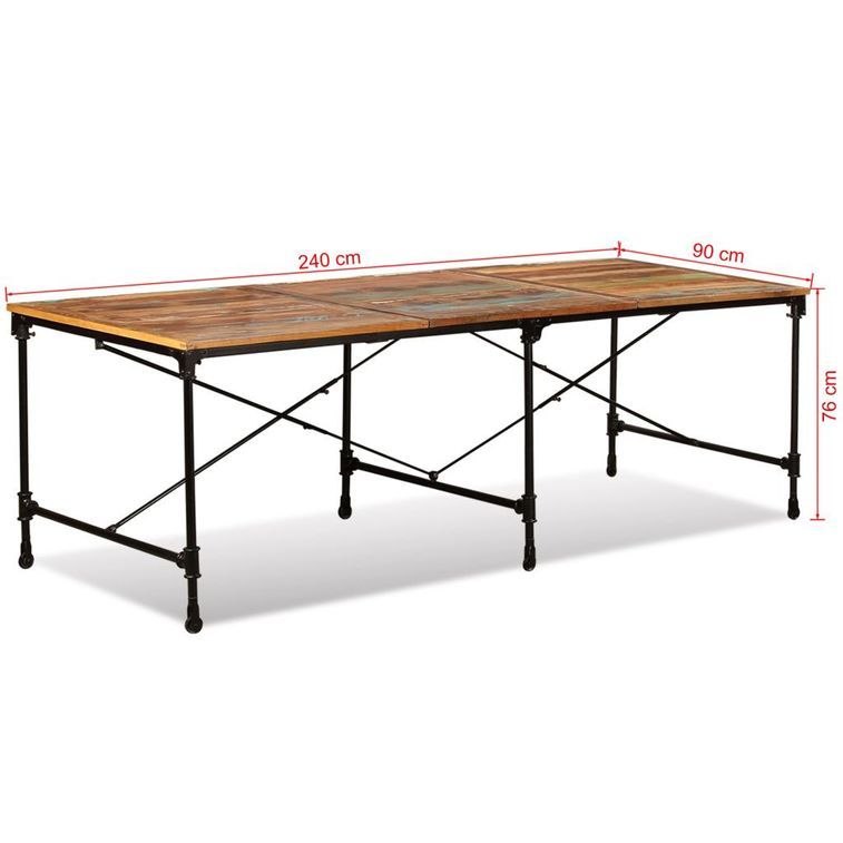 Grande table industrielle rectangulaire bois massif recomposé Vintale 240 cm - Photo n°7