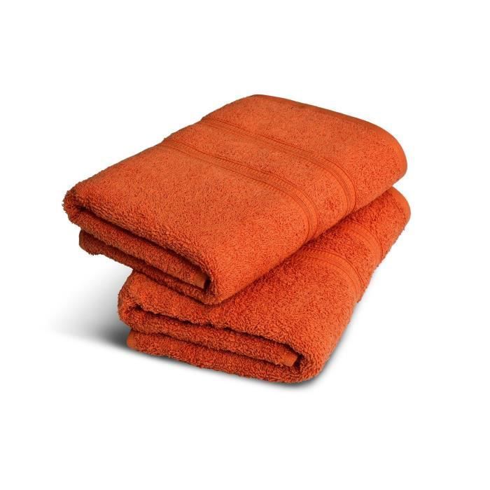 HOME LINGE PASSION Lot de deux serviettes - Orange Vintage - Photo n°1