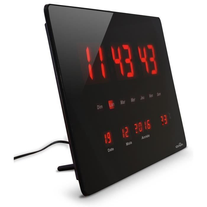 Horloge Calendrier a LED - Grands caracteres - Multifonctions - Piles fournies - 36x22cm - Noir - Photo n°2