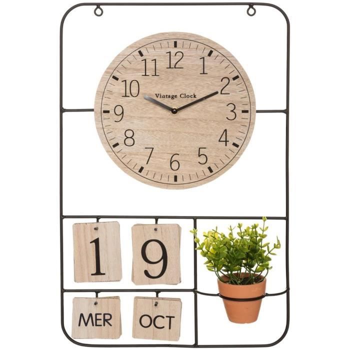 Horloge H52 Camille calendrier et plante art - Naturel clair - Photo n°2