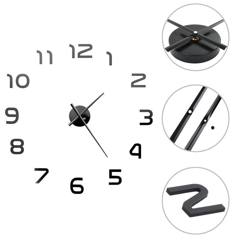 Horloge murale 3D Design moderne 100 cm XXL Noir 2 - Photo n°1