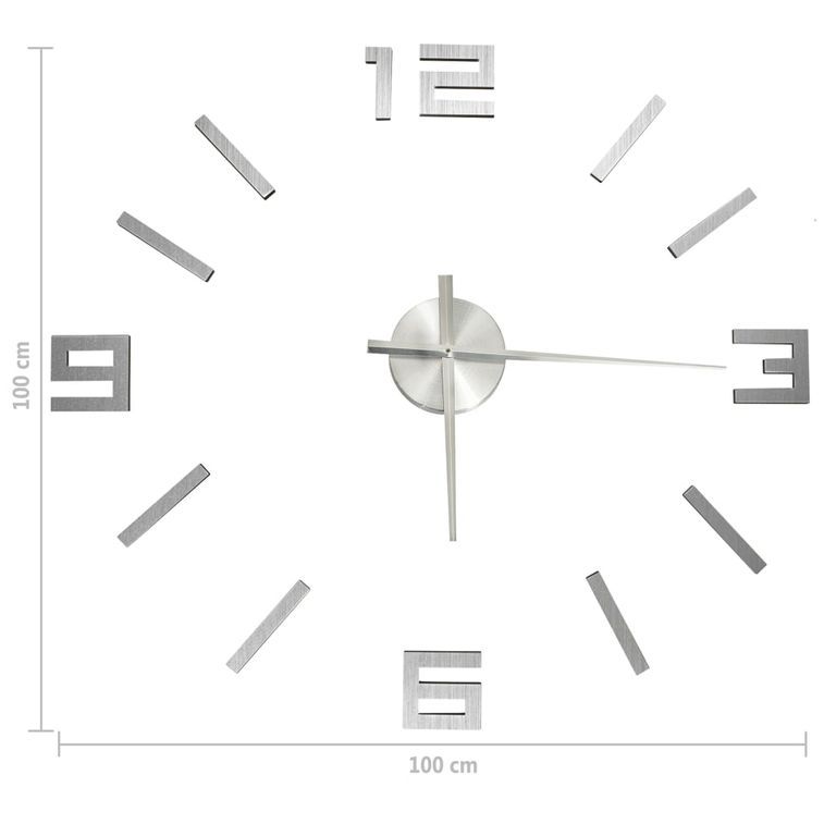 Horloge murale 3D Design moderne Argenté 100 cm XXL 3 - Photo n°5