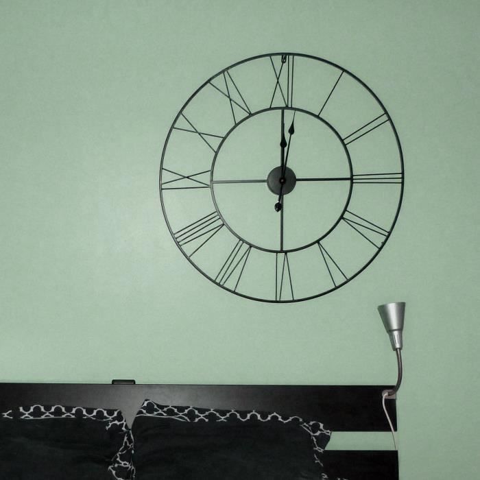 Horloge murale atelier Métal D80 X 4,5cm - Noir - Photo n°2