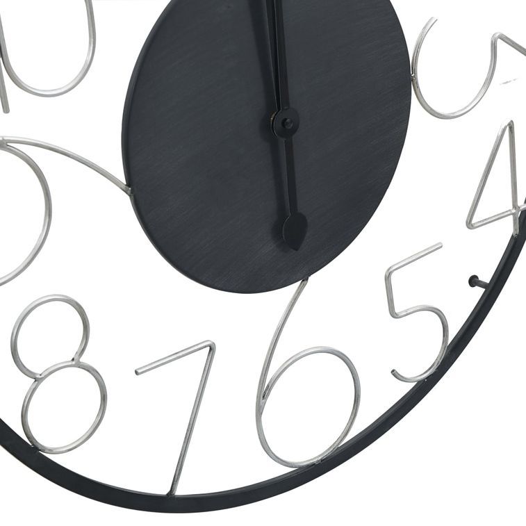 Horloge murale Noir 60 cm Métal 2 - Photo n°5