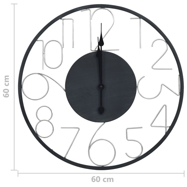 Horloge murale Noir 60 cm Métal 2 - Photo n°6