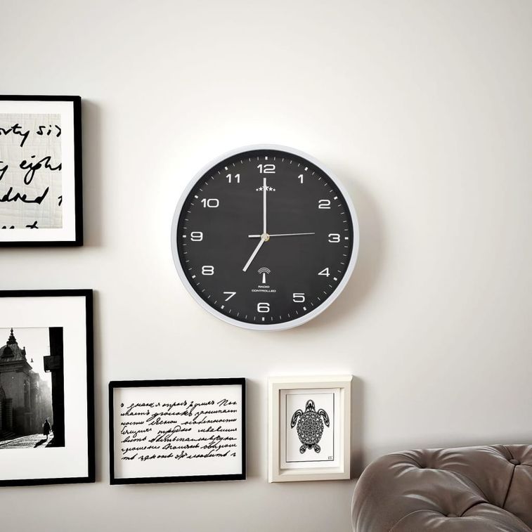 Horloge murale radioguidée avec mouvement à quartz 31 cm Noir - Photo n°2