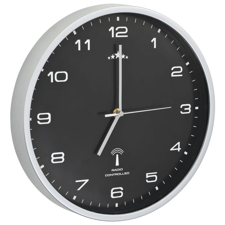 Horloge murale radioguidée avec mouvement à quartz 31 cm Noir - Photo n°4