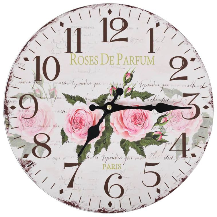 Horloge murale vintage Fleur 30 cm - Photo n°1