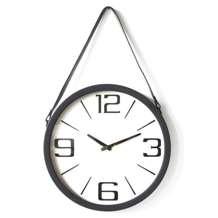 Horloge ronde - Métal et plastique - Ø 38 x épaisseur 6 cm - Noir - Photo n°1