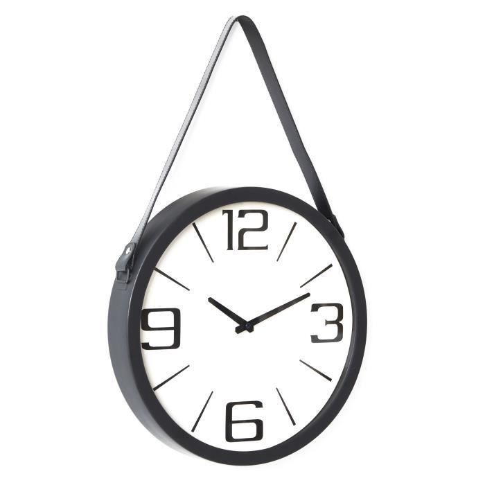 Horloge ronde - Métal et plastique - Ø 38 x épaisseur 6 cm - Noir - Photo n°2