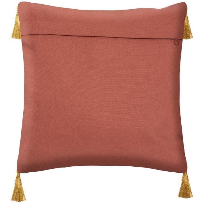 Housse de coussin feuille broderie - 40 x 40 cm - Or - Photo n°2