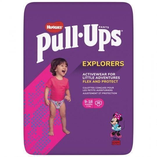 HUGGIES PULL-UPS Couches bébé fille - Taille 4 - 9 a 8 mois - 8 a 12 kg - Le paquet de 36 couches - Photo n°1