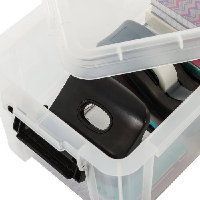 IRIS OHYAMA Lot de 4 boîtes de rangement Multi Box MBX-6 - Plastique - 6 L - 36,5 x 21,4 x 16,5 cm - Transparent et Noir - Photo n°4