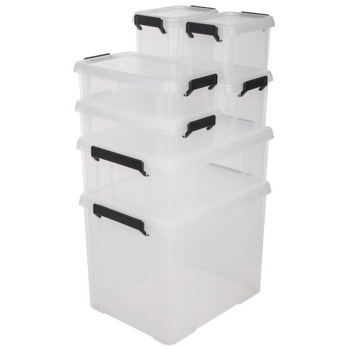 IRIS OHYAMA Lot de 4 boîtes de rangement Multi Box MBX-6 - Plastique - 6 L - 36,5 x 21,4 x 16,5 cm - Transparent et Noir - Photo n°6