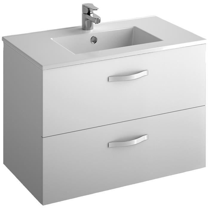 JACOB DELAFON Meuble salle de bain + vasque 2 tiroirs - Mélaminé Blanc - L 80cm - OLA - Photo n°1