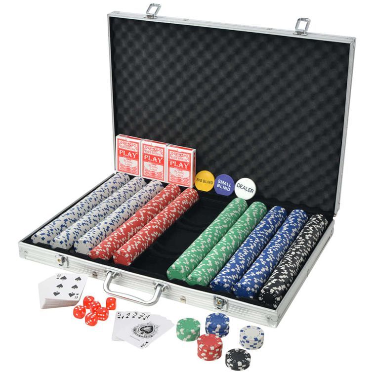 Jeu de poker avec 1000 jetons laser aluminium - Photo n°1