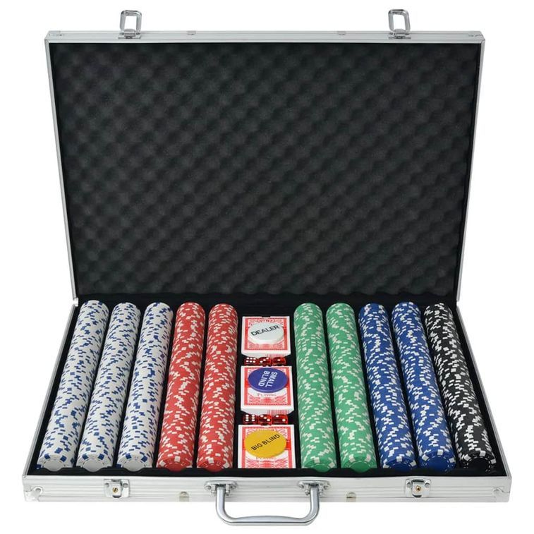 Jeu de poker avec 1000 jetons laser aluminium - Photo n°2