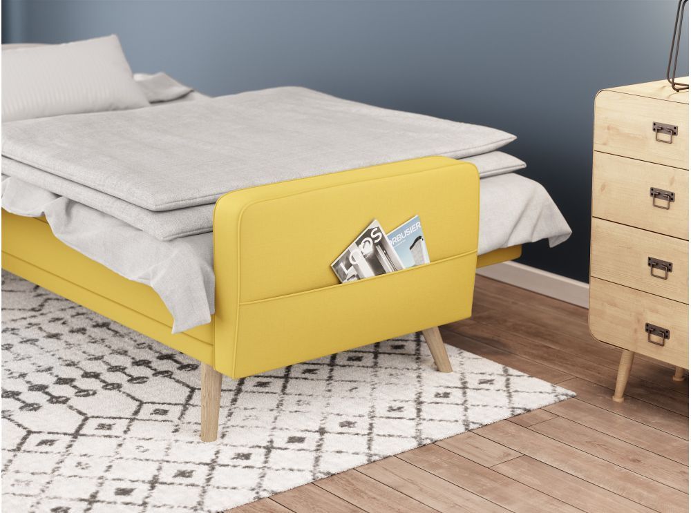Canapé d'angle scandinave réversible et convertible tissu jaune Nolan 235 cm - Photo n°4