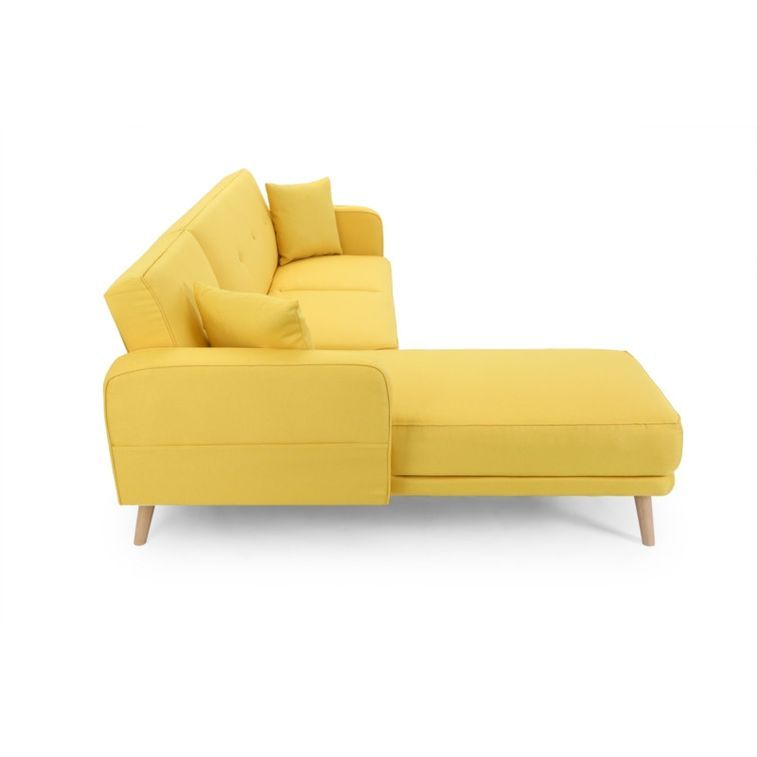 Canapé d'angle scandinave réversible et convertible tissu jaune Nolan 235 cm - Photo n°11