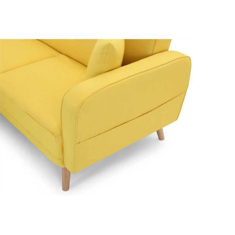 Canapé d'angle scandinave réversible et convertible tissu jaune Nolan 235 cm - Photo n°12