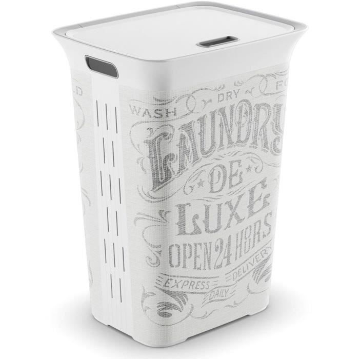KIS Coffre a linge Laundry de Luxe Chic Style - 60 l - Gris et blanc - Photo n°1