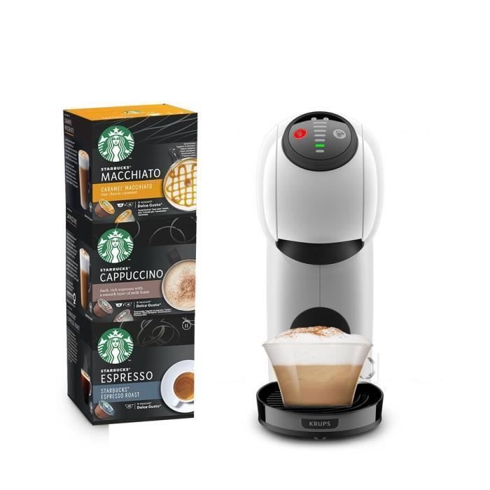 KRUPS YY4738FD Genio S Machine a café expresso Nescafé Dolce Gusto + 3 boites de 12 capsules Starbucks, Fonction XL intuitive, Blanc - Photo n°1