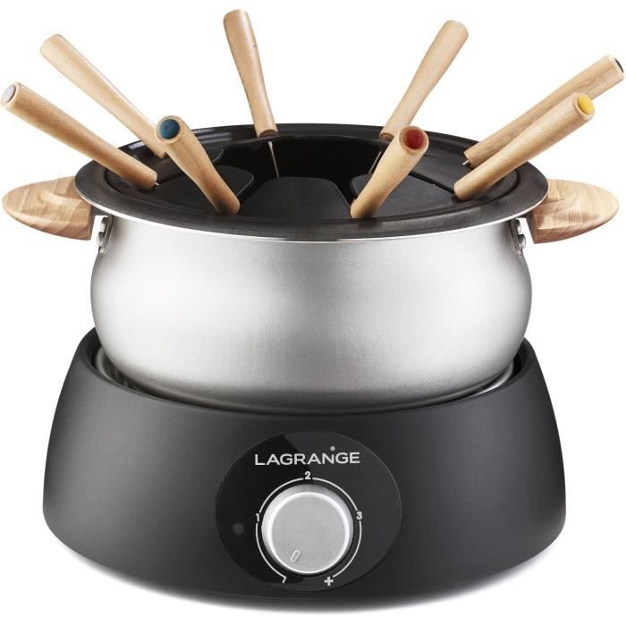 LAGRANGE 349018 Appareil a fondue + 3 ramequins - 900W - 8 fourchettes manche en bois - Socle thermoplastique - Thermostat réglable - Photo n°1