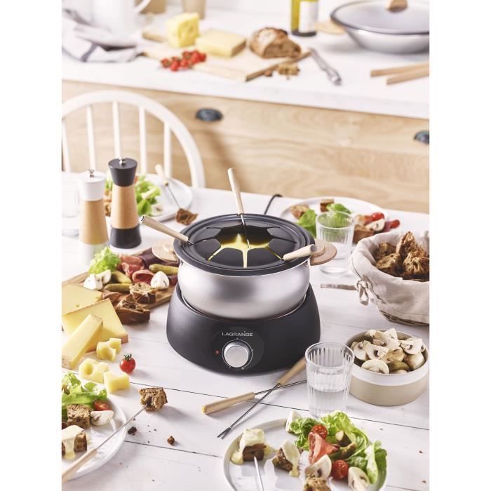 LAGRANGE 349018 Appareil a fondue + 3 ramequins - 900W - 8 fourchettes manche en bois - Socle thermoplastique - Thermostat réglable - Photo n°4