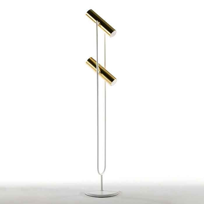 Lampadaire métal doré et pied blanc Egaly H 120 cm - Photo n°1