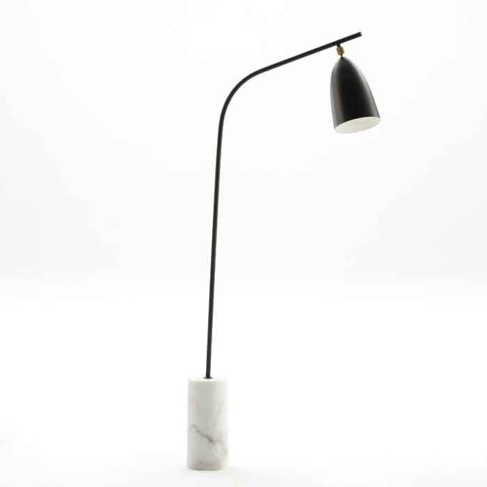 Lampadaire métal noir et socle marbre blanc Xéna H 150 cm - Photo n°1