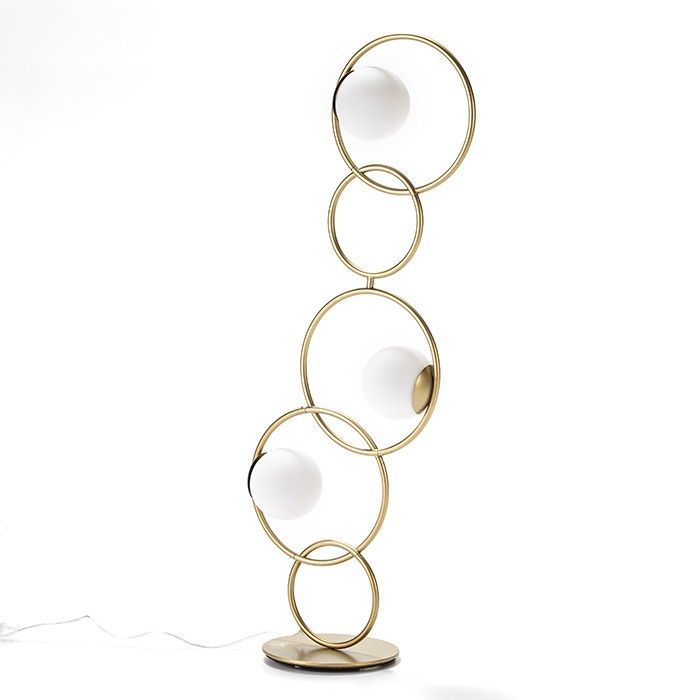 Lampadaire verre blanc et pied métal doré Samra - Photo n°1