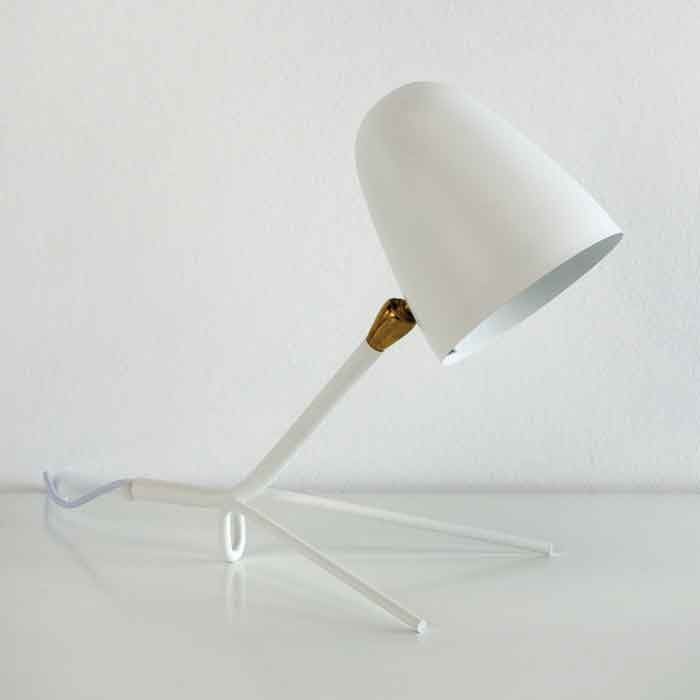 Lampe à poser métal blanc et rotule doré Xéna H 34 cm - Photo n°1