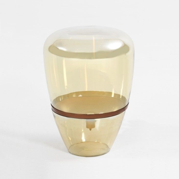 Lampe à poser verre ambre et métal doré Leroi H 40 cm - Photo n°1