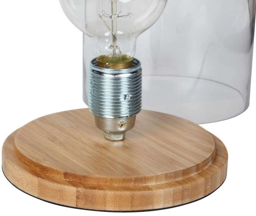 Lampe à poser verre socle bois de bambou Bell - Photo n°3