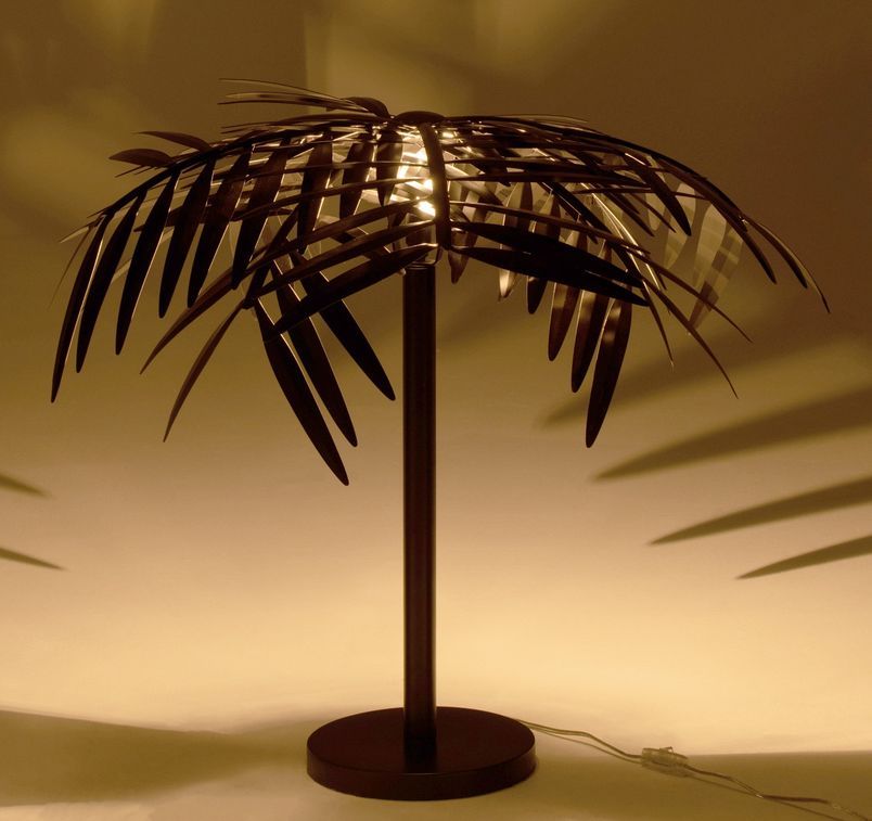 Lampe de able feuilles en métal noir Flora H 73 cm - Photo n°3