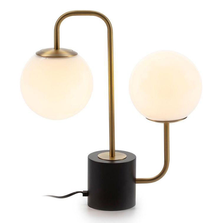 Lampe de table verre blanc et pied métal doré Tupil - Photo n°2