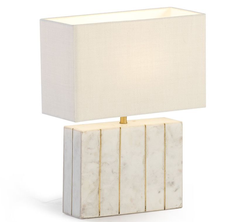 Lampe de table abat-jour blanc et pied métal doré Tira H 51 cm - Photo n°1
