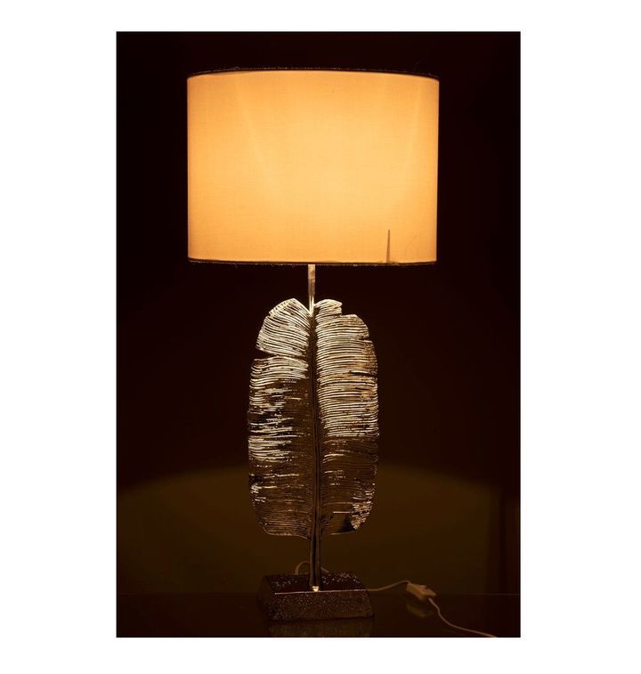 Lampe de table blanc et résine argentée Licia - Photo n°3