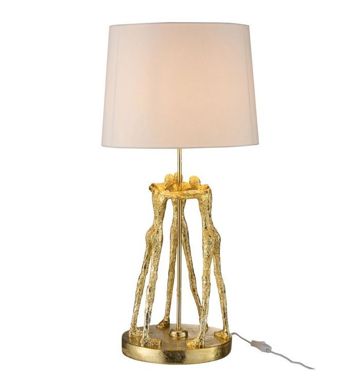 Lampe de table blanche et pied résine dorée Narsh - Photo n°4