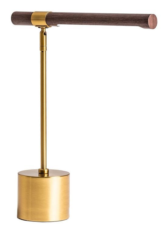 Lampe de table bois foncé et pied métal doré Dionni - Photo n°1