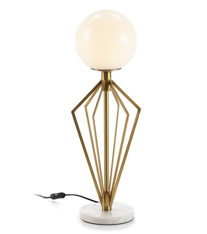 Lampe de table marbre blanc et métal doré Ravih H 68 cm - Photo n°1